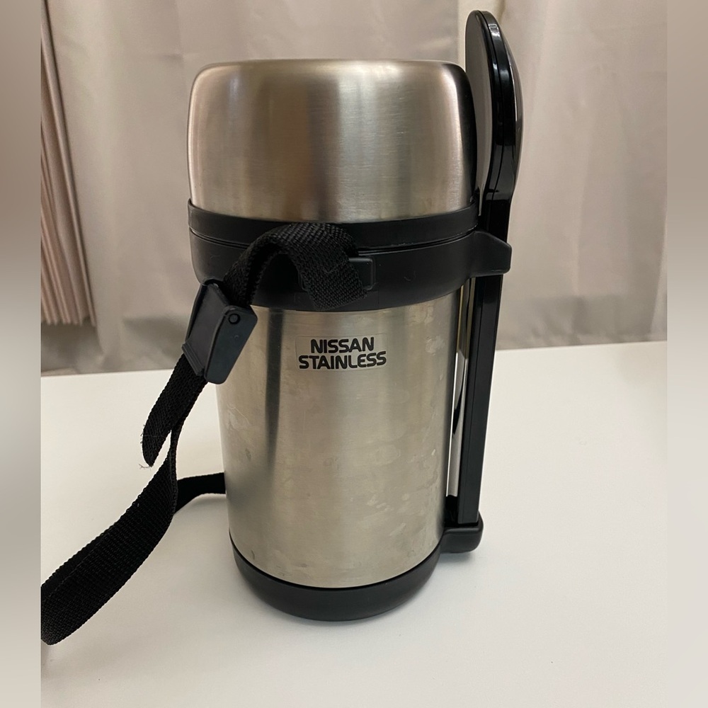 Nissan Stainless Steel Thermos, Bento with Strap